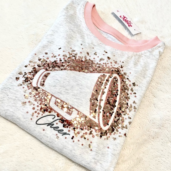🆕Girls Justice Sequin CHEER Graphic Long Sleeve Tee - Picture 2 of 13